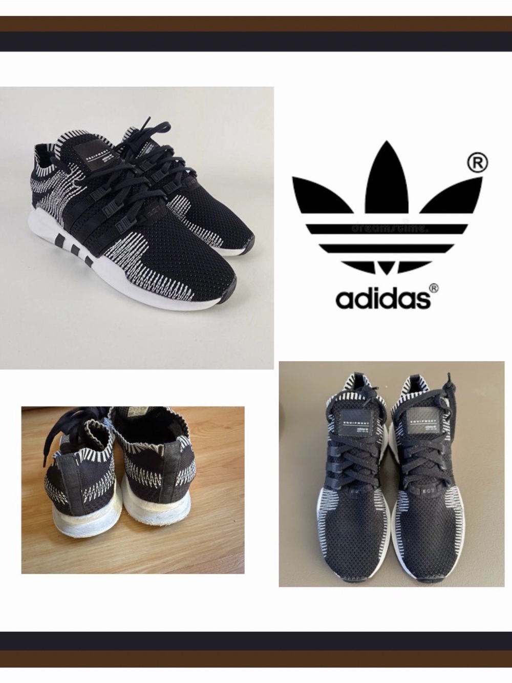 Adidas x Equipment EQT ADV 91-16 White & Black Knit Mesh Activewear Shoes Sz 10